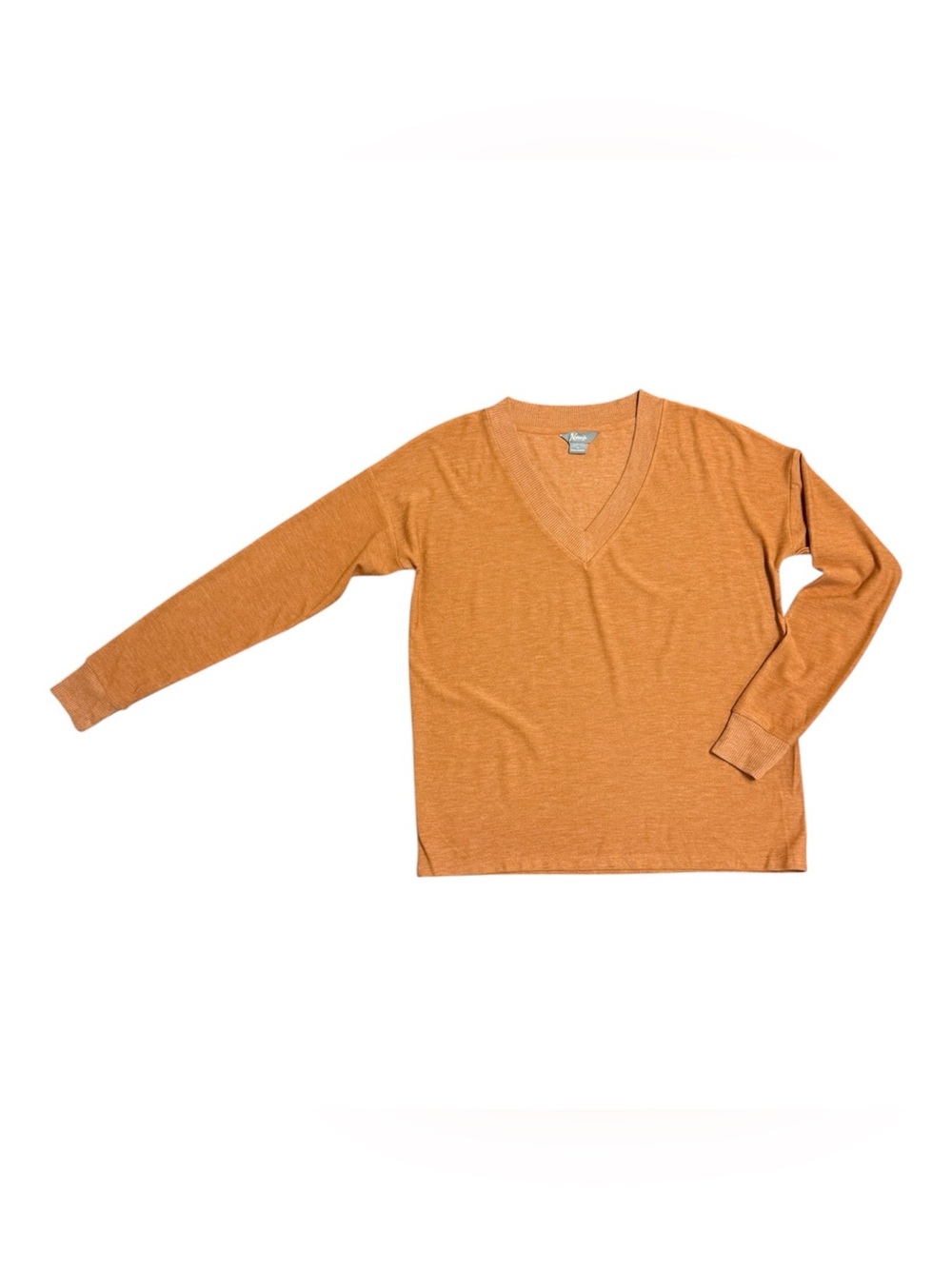 Natural Reflections Women's V-Neck Sweater in Pumpkin rust orange size medium